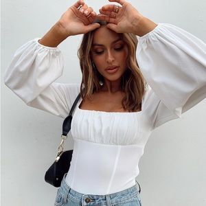 White long sleeve bodysuit Princess Polly - “Laura”